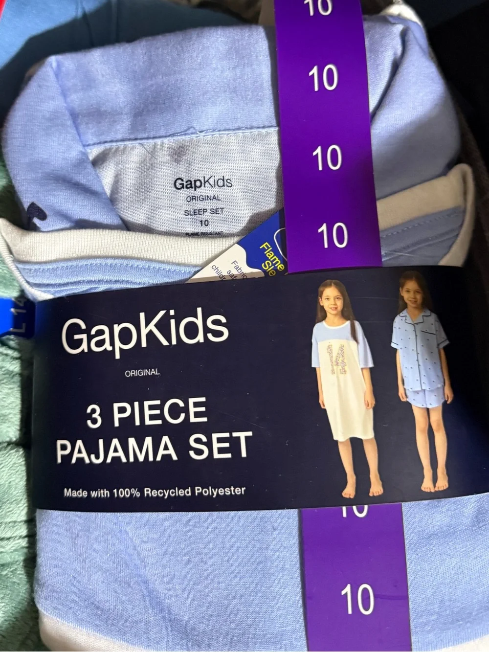NWT GAP Kids 3 PC Pajama Set & Nightshirt size 10